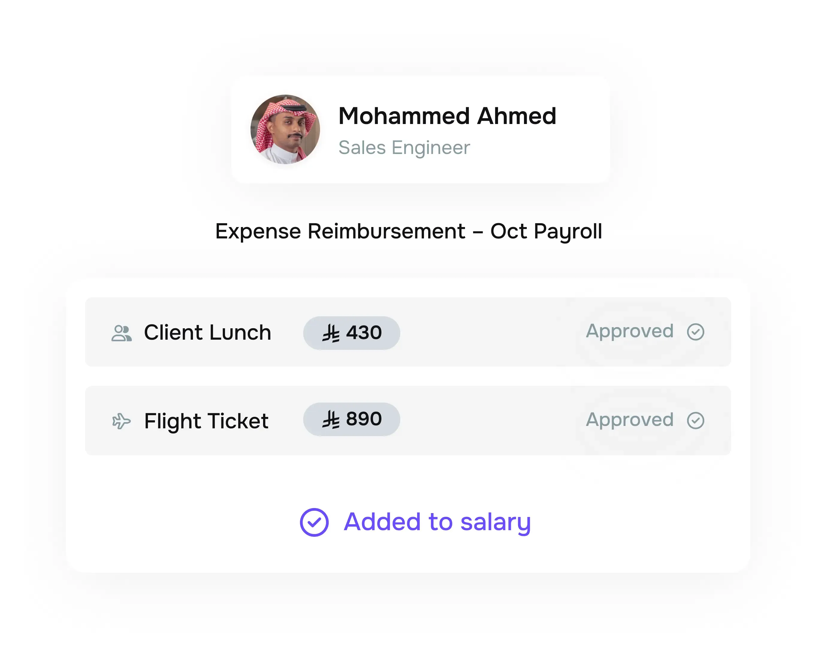Process expense reimbursements via payroll